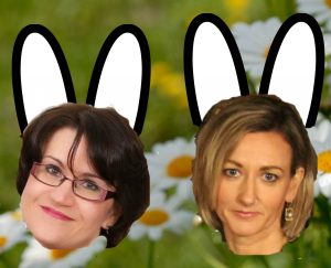 Ewa and Niamh as Easter Bunnies
